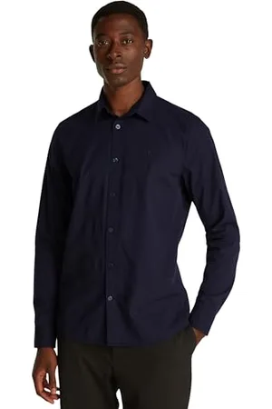 Calvin Klein Uomo Camicia Slim Stretch Shirt Maniche Lunghe, Blu , L
