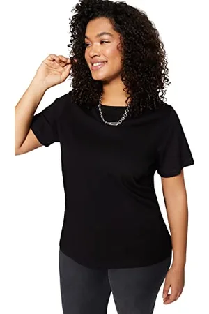 Trendyol Women Regular Fit Crew Neck Knit Plus Size T-Shirt Donna vestibilità Regolare Basic Girocollo Maglia Taglie Forti, Black, 5XL