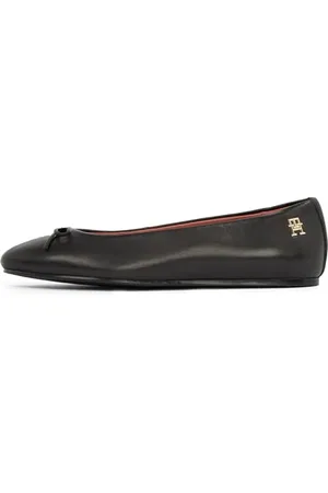 Tommy Hilfiger Donna Ballerine Flat Bow in Pelle, (Black), 36