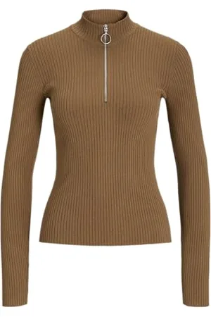 JJXX Jxzoma Tight Half Zip Knit Top Lavorato a Maglia, Toasted Coconut, XS Donna