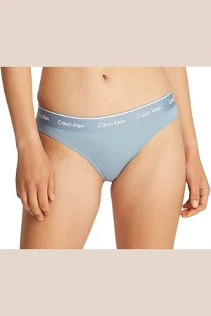 Calvin Klein Slip Bikini con Fascia Donna con Logo, Blu (Faded Denim), XS