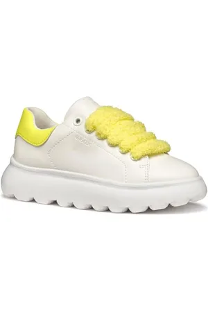Geox J PUFFYPOP Girl A, Scarpe da Ginnastica, White/Fluo. Yellow, 31 EU