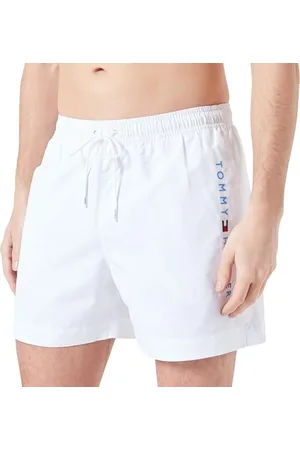 Tommy Hilfiger Pantaloncino da Bagno Uomo Medium Drawstring Lunghezza Media, (Th Optic White), XL