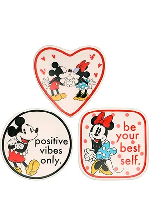 Disney Mickey And Minnie VC700375L - Set di 3 vassoi in Ceramica , Confezione Regalo, Misura Unica, Ceramica, Senza Pietre preziose