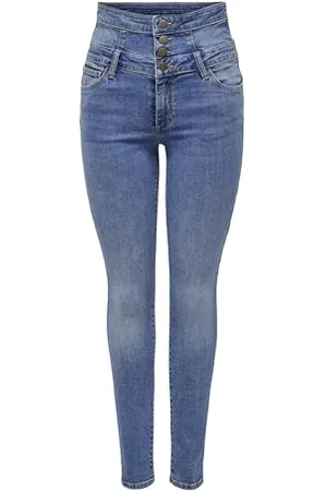 ONLY Onlhush HW Corsage Skinny DNM ANA Jeans Fit, , (S) W x 30L Donna