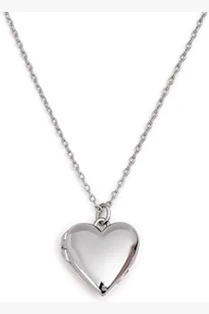 SINGULARU Collana Open Heart. Ottone con Placcatura Rodio. Catena Fina con Charm a Forma di Cuore. Lunghezza di 40 cm + 5 cm di Estensione. Gioielli da Donna