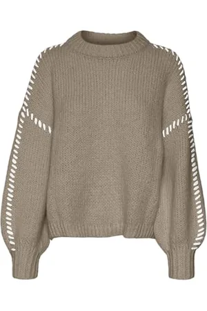 VERO MODA Vmfeng Ga Boo-Pullover con Scollo Rotondo Maglione Lavorato a Maglia, , XS Donna