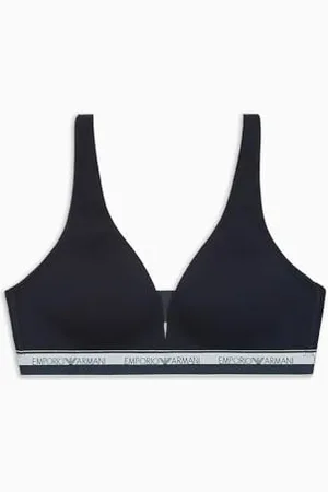 Emporio Armani Stretch Cotton Logoband Padded Triangle Bra, Reggiseni basic Donna, (Marine), L