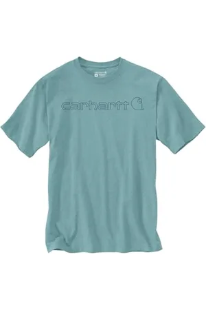 Carhartt Relaxed Fit Heavyweight Short-Sleeve Logo Graphic T-Shirt, T-Shirt Utility da Lavoro Uomo, (Summer Blue Heather), XL