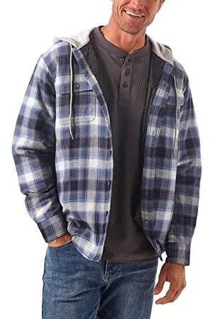 Wrangler Camicia da Uomo a Maniche Lunghe, Trapuntata, Foderata in Flanella, con Cappuccio, M
