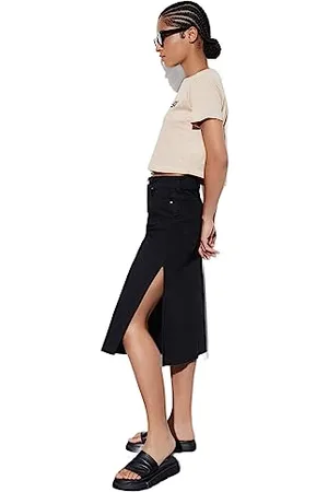 Trendyol Gonna Longuette a Trapezio in Denim da Donna, , 72