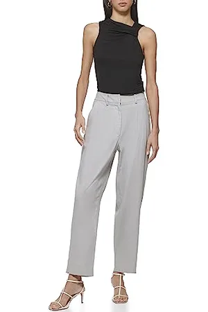 DKNY Pleated Linen Trousers Pantaloni, , 38 Donna