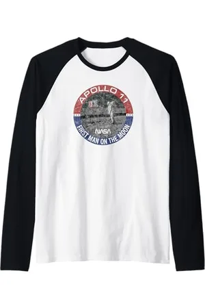 Nasa Apollo 11 Americana First Man on the Moon Maglia con Maniche Raglan