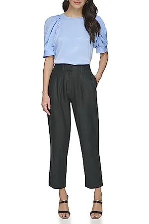 DKNY Pleated Linen Trousers Pantaloni, , 48 Donna