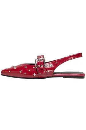 ONLY Onlaura-5 Pu Slingback Buckle Ballarina Donna, Rosso-high risk red, 37 EU