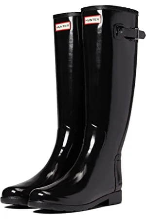 Hunter Womens Refined Tall Gloss, Stivali ad Altezza Ginocchio Donna, Schwarz, 36 EU