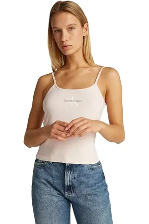 Calvin Klein Canotte Donna Strappy Tank Top Slim Fit, Rosa (Silver Peony), XS