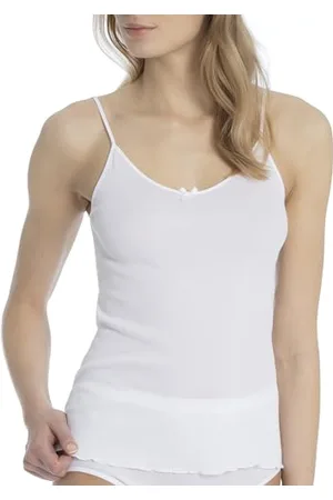 Calida Cali- Canottiera spallina stretta in 100% cotone mercerizzato, 5/L