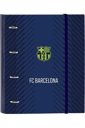Safta F.C. Barcellona NAVY BLUE - Raccoglitore 4 anelli da 35 cm con 100 fogli A4, ideale per bambini di diverse età, confortevole e versatile, qualità e resistenza, 27 x 3,5 x 32 cm, , M