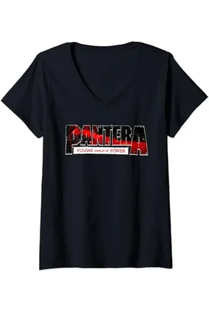 Pantera Esposizione Volgare Ufficiale Di Potere Logo Maglietta con Collo a V