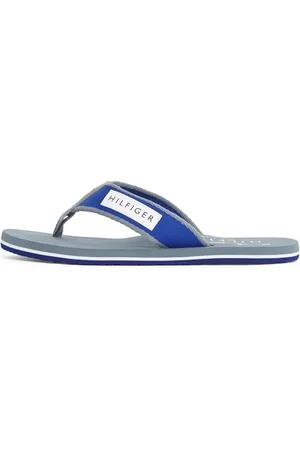 Tommy Hilfiger Uomo Infradito Patch Beach Sandal con Logo, Grigio (Overcast Grey), 45