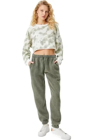 Koton Jogger Sweatpants Washed Effect Pockets Cotton Relax Cut, Pantaloni della Tuta da Donna, (858)