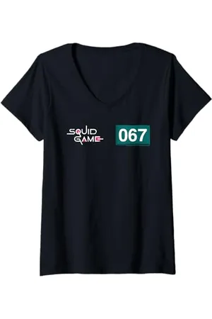 Squid Game Donna 067 Numero Giocatore Con Logo Maglietta con Collo a V