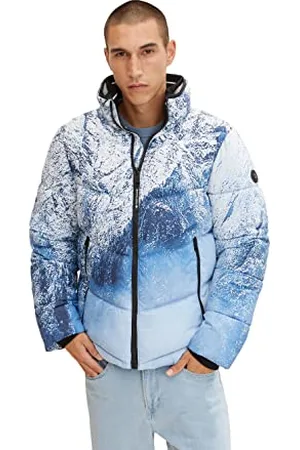 TOM TAILOR Giacca con Collo Alto, Uomo, (Blue White Mount Design 30517), XL