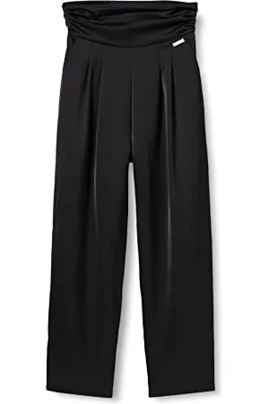 KENDALL + KYLIE KENDALL & KYLIE K&K W High Rise Satin Loose Pants KKW3712005, Black, XL Women