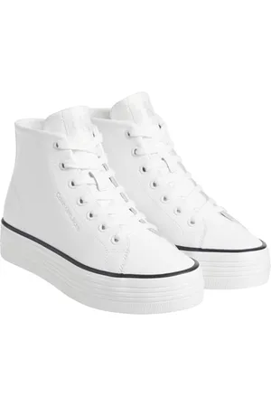 Calvin Klein Donna Sneakers Vulcanizzate Bold Mid Profilo Alto, Bianco , 40