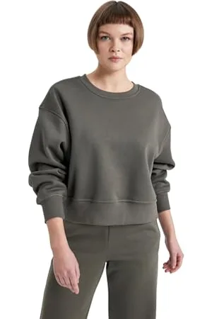 DeFacto Relax Fit Crew Neck B8568ax Maglia di Tuta, , S Donna