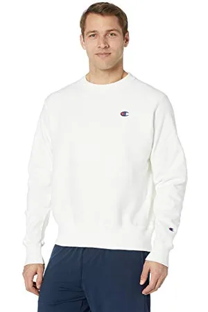 Champion Felpa Girocollo con Tessuto inverso per Uomo Maglia di Tuta, Bianco Sinistra Petto C, XL