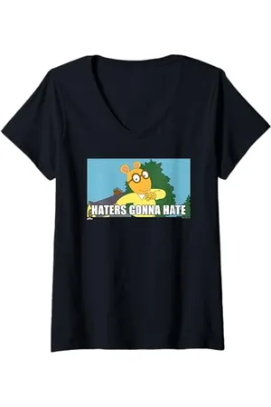 Arthur Aston Donna T-shirt di Haters Gonna Hate Maglietta con Collo a V