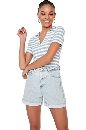 Trendyol Farbe blockierte Denim-Shorts Pantaloncini di Jeans, , 38 da Donna