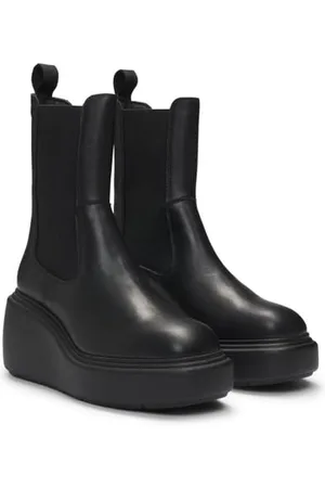 HUGO BOSS Meghan_WdChBootie_LT, Stivaletto Donna, Black, 41 EU