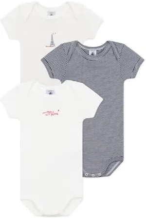 Petit Bateau A0crq Noi Body A Maniche Corte, , 6 Mesi (Pacco da 3) Unisex-Bimbi