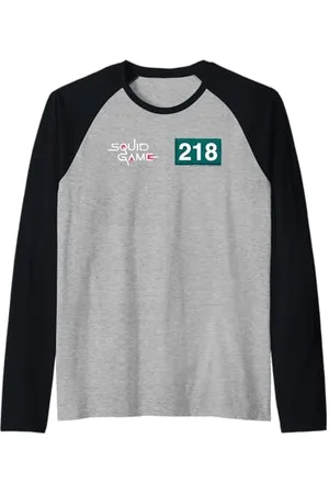 Squid Game Logo E Numero Giocatore 218 Maglia con Maniche Raglan
