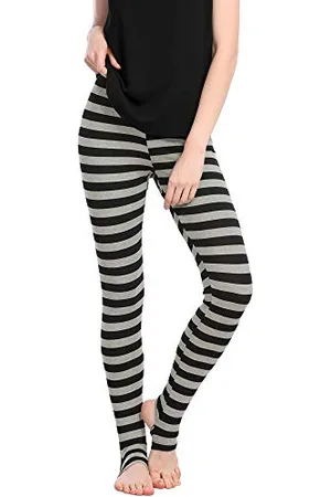 Allegra K Donna Leggings Sportivi con Staffa Elastica in Vita Pantaloni da Yoga a Righe Festa di San Patrizio Nero S
