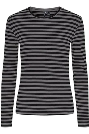 Pieces® Pcruka LS Top Noos BC Maglietta a Maniche Lunghe, /Stripes:Black, S Donna