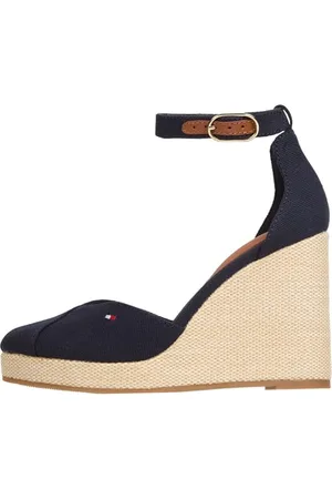 Tommy Hilfiger Donna Espadrillas Wedge Flag Closed Toe con Cinturino alla Caviglia, Blu (Space Blue), 39 EU