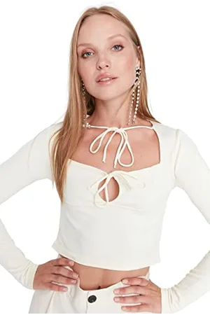 Trendyol Woman Fitted Standard Square Collar Knitwear Blouse Camicia, , 36 Donna