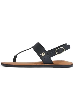 Tommy Hilfiger Donna Sandali Leather Thong Infradito, (Black), 36