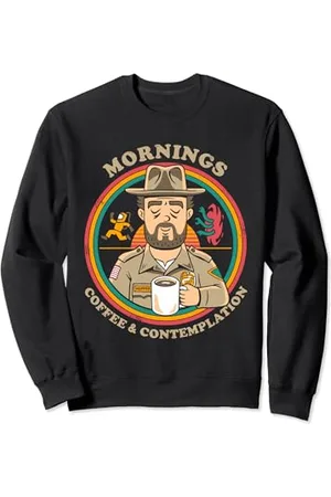 Stranger Things Meme retrò sulla contemplazione del caffè Hopper di Felpa