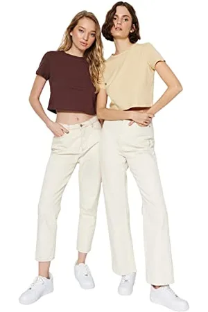 Trendyol Donna Basics Regular Fit Basic Girocollo Maglia T-Shirt Camicia, , S