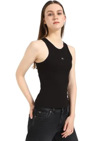 Calvin Klein Woven Label Rib Tank Top Canotta, , 3XL Donna