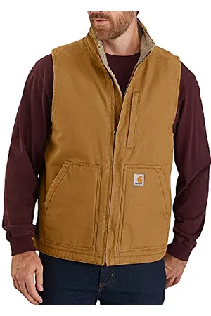 Carhartt Gilet Mock-neck Con Fodera In Tessuto Sherpa, Loose Fit, Capispalla di lavoro Uomo, Marrone , S