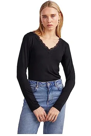 Pieces® Pcbarbera LS Lace Top Noos BC Maglietta a Maniche Lunghe, , L Donna