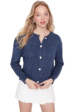 Trendyol Damen Gerade Lange Ärmel Schlank Strickjacke Maglione Cardigan, , L da Donna