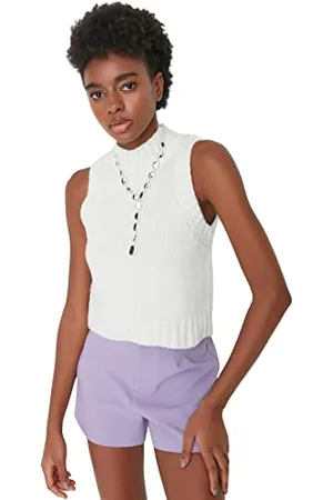 Trendyol Gilet Maglione Lavorato a Maglia con Scollo a V Standard Regolare, , M Donna