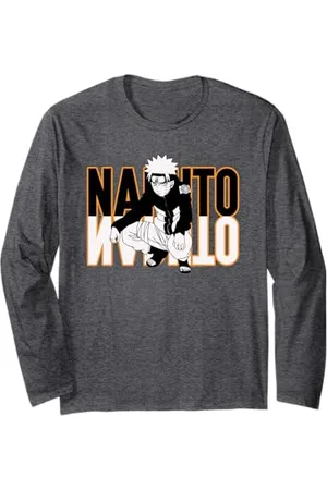 Naruto Shippuden Crouching Mirrored Text Anime Maglia a Manica